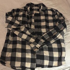 Men's Black & White Buffalo Check Button-Down Shirt